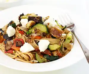 Spaghetti with Roasted Zucchini & Olives