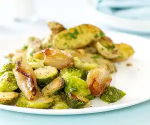 Roasted Brussels Sprouts with Caramelized Shallots
