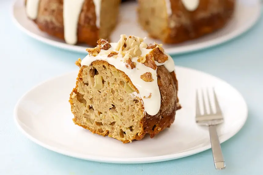 Fresh Apple Cake with Caramel & Walnuts