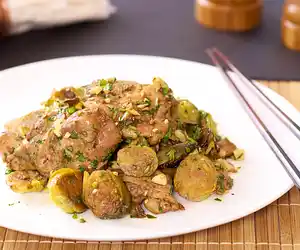 Chinese Roasted Chicken Thighs with Brussels Sprouts
