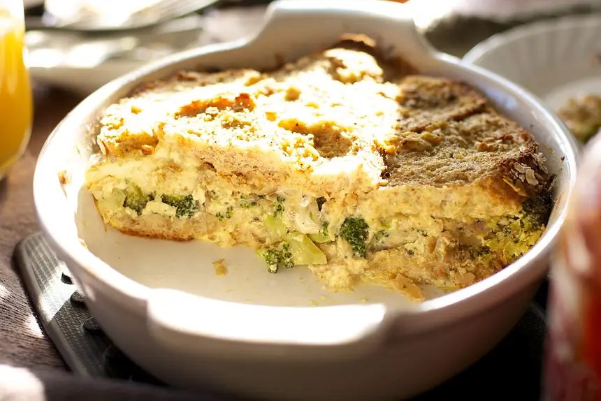 Breakfast Broccoli Bread Pudding