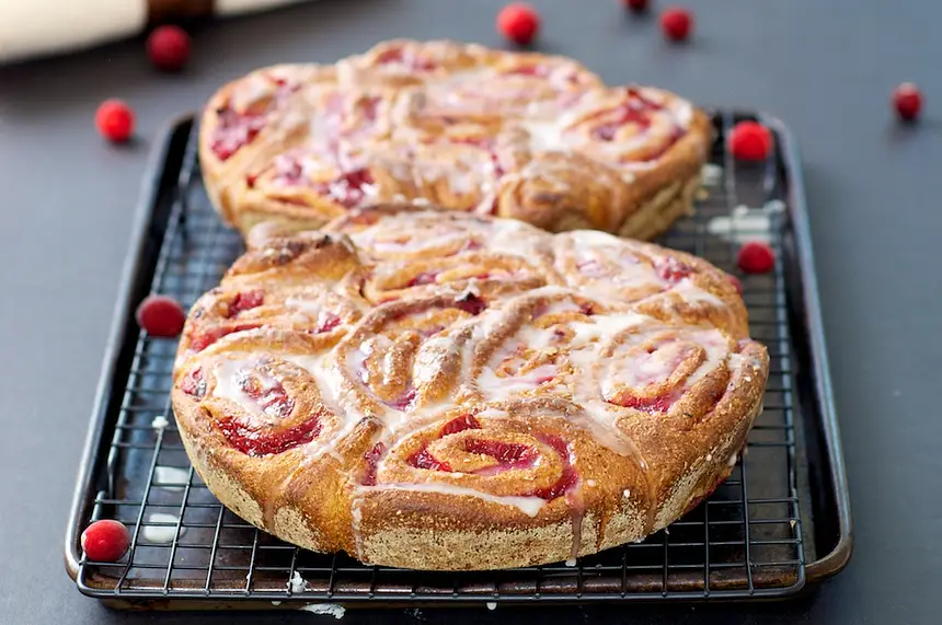 100% Whole Wheat Cranberry Cinnamon Rolls
