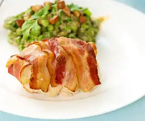 Chicken Breasts, Cream Cheese Stuffed & Wrapped with Bacon