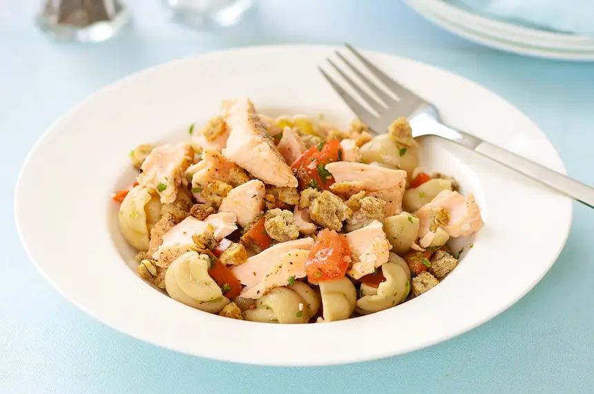 Pasta Shells with Salmon, Tomatoes & Toasted Bread Crumbs