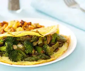 Asparagus, Broccoli, & Mushroom Omelette 