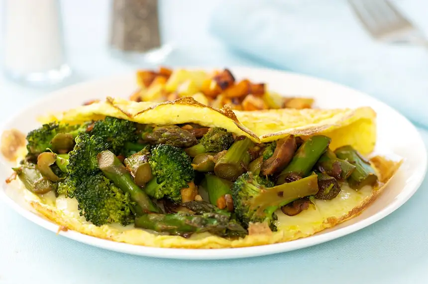 Asparagus, Broccoli, & Mushroom Omelette 