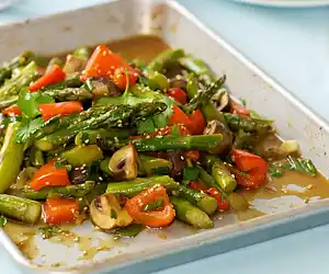 Garlic, Ginger & Soy Roasted Asparagus, Mushroom & Sweet Bell Pepper