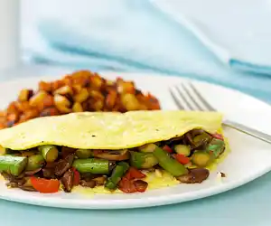 Aspragus, Bell Pepper & Mushroom Omelette 