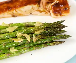 Garlicky Roasted Asparagus with Lemon Mustard Dressing