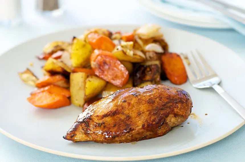 Balsamic Roasted Chicken Breast with Carrots & Potatoes