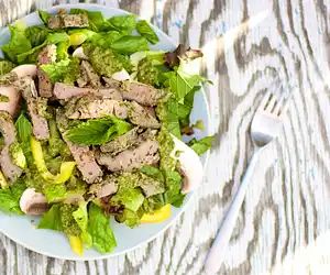 Warm Lamb Salad with Mixed Greens
