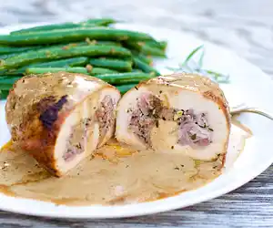 Chicken Breasts Stuffed with Garlic, Ginger, Ham & Tarragon