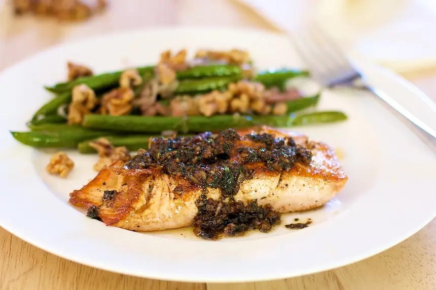 Salmon with Chive & Herb Sauce