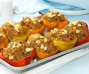 Quinoa, Sun-dried Tomato & Feta Stuffed Bell Peppers