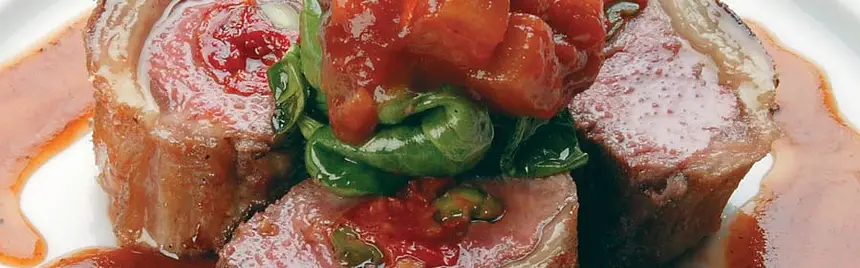 Lamb Loin with English Spinach Semi Dried Tomatoes & Bush Tomato Chutney