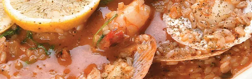 Paella with Shellfish & Lemon Aspen Fruits