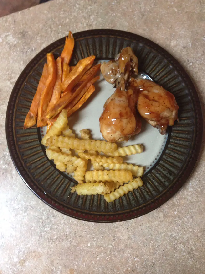 Baked BBQ chicken w/ sweet potato fries 