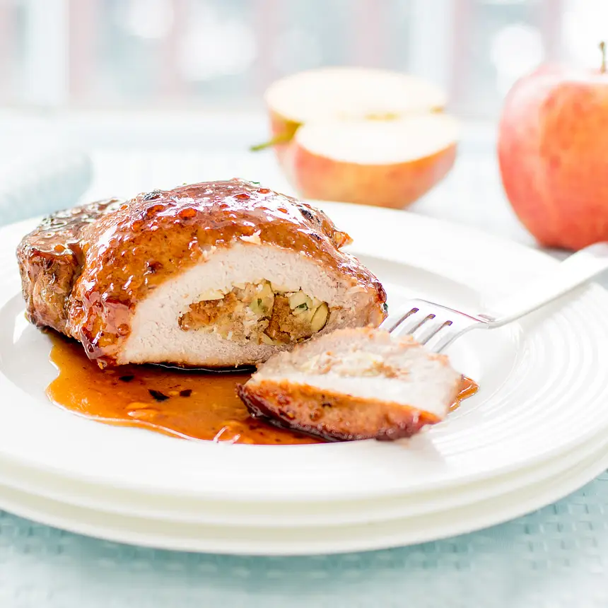 Glazed Apple-Stuffed Pork Chops