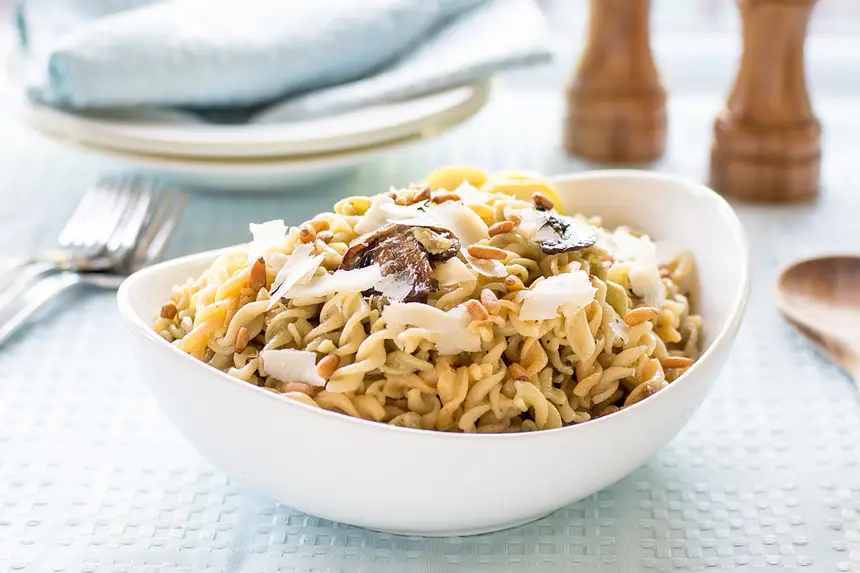 Roasted Mushrooms, Garlic & Pine Nuts with Pasta