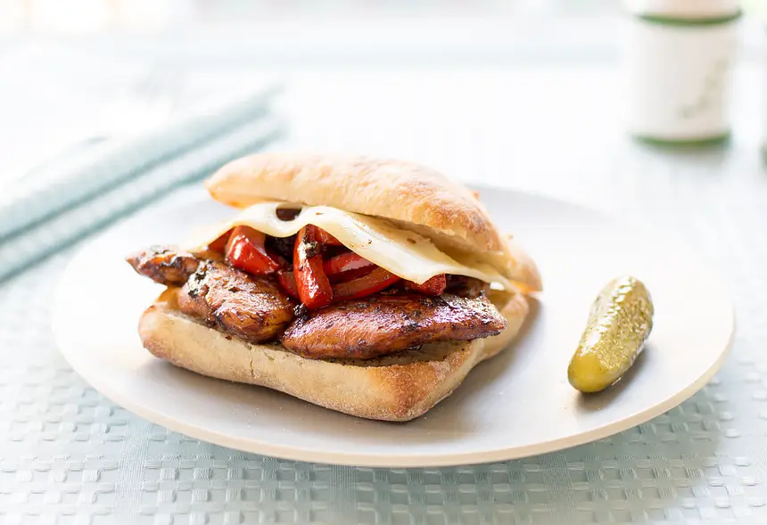 Balsamic Glazed Chicken & Bell Pepper Sandwiches