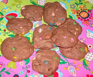 M&M Chocolate-Chocolate Cookies