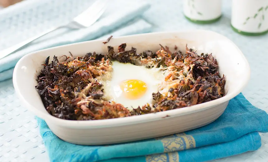 Eggs with Potato & Kale Hash Nest
