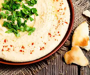No-Tahini Herb Hummus with Sautéed Onion & Garlic