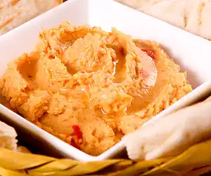 Red Pepper Hummus with Toasted Pita