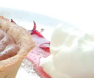 Chocolate Mousse Tart with Gumleaf Cream & Wild Rosella Confit