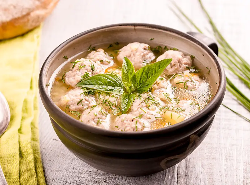Chicken Soup with Tiny Meatballs