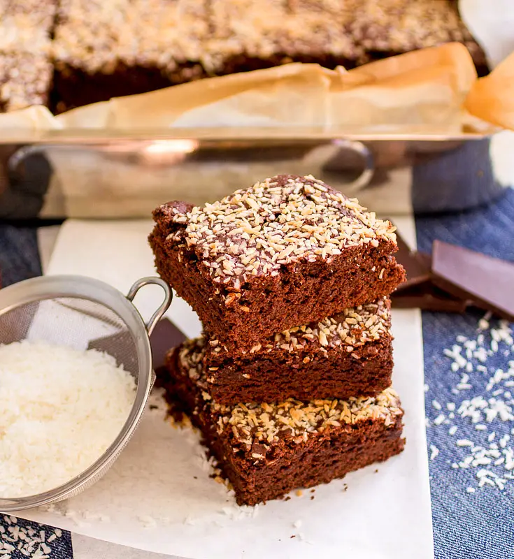Olive Oil Brownies with Coconut