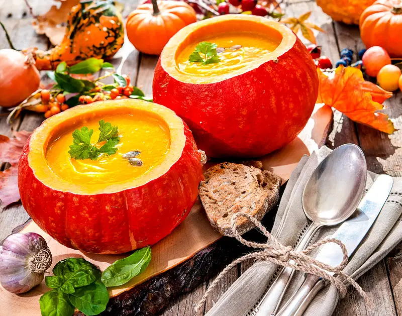 Miniature Pumpkin Soup in the Shell
