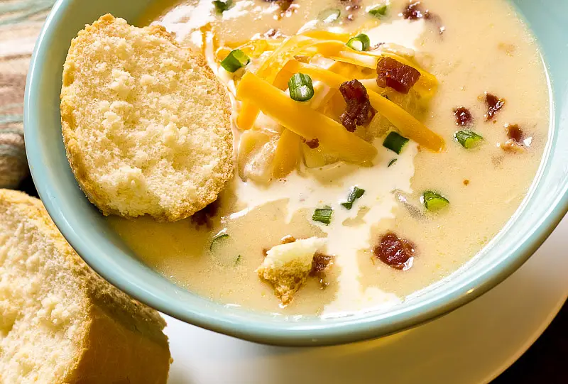 Creamy Baked Potato Soup with Bacon & Cheddar