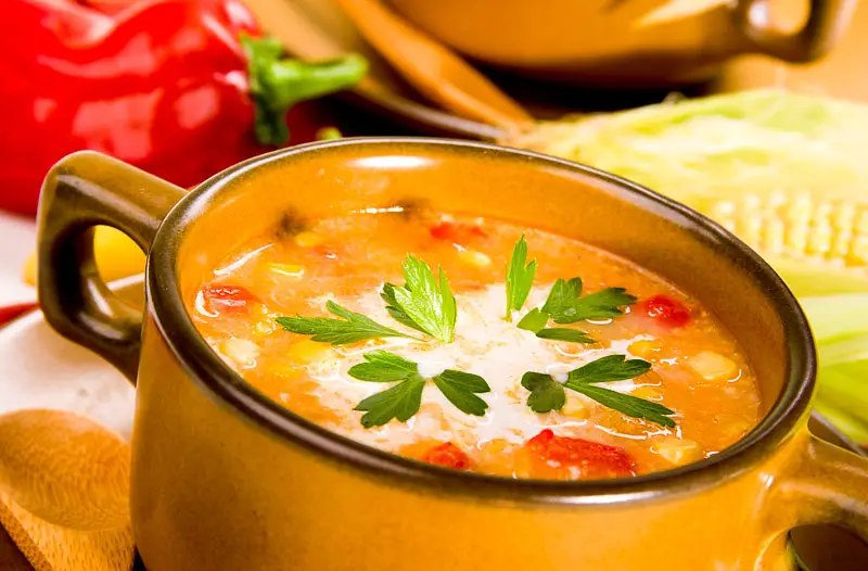 Creamy Corn Chowder with Fresh Basil & Cherry Tomato
