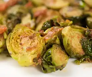 Roasted Brussels Sprouts with Sun-Dried Tomato Pesto 