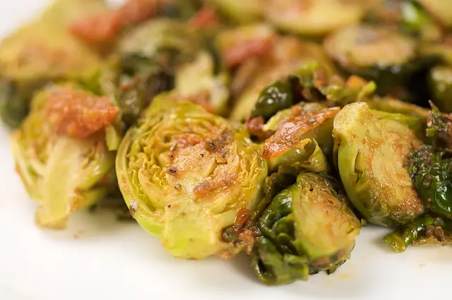 Roasted Brussels Sprouts with Sun-Dried Tomato Pesto 