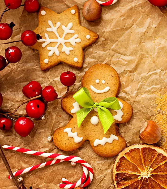 Christmas Ginger Cookies with Almond Frosting