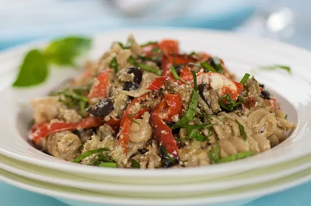 Roasted Eggplant, Pepper & Garlic with Whole Wheat Pasta