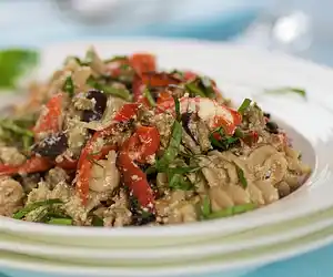 Roasted Eggplant, Pepper & Garlic with Whole Wheat Pasta