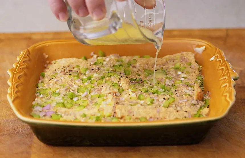 Drizzling melted butter over breakfast casserole