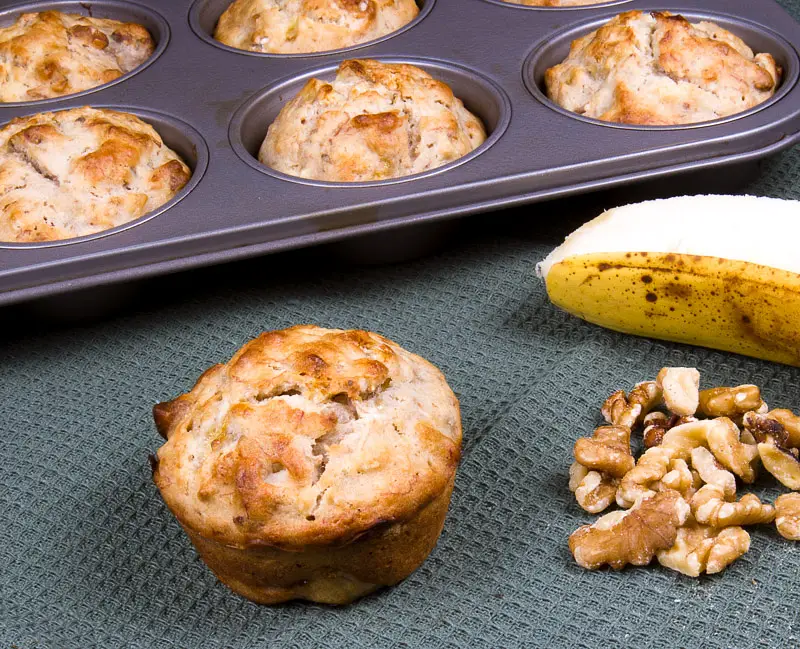 Super Moist Banana Black Walnut Muffins
