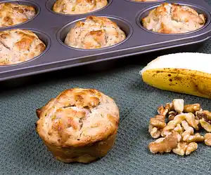 Super Moist Banana Black Walnut Muffins