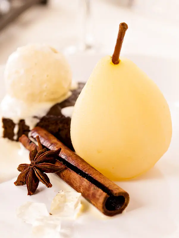 Oven Poached Pears in Wine