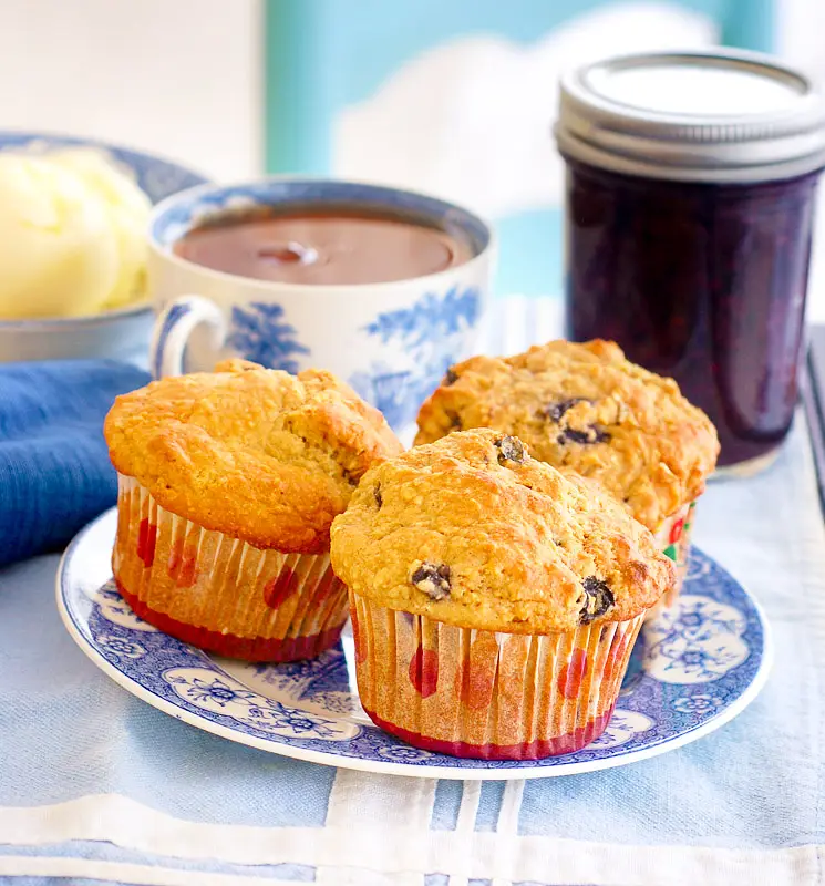 Cornmeal Honey Blueberry Muffins