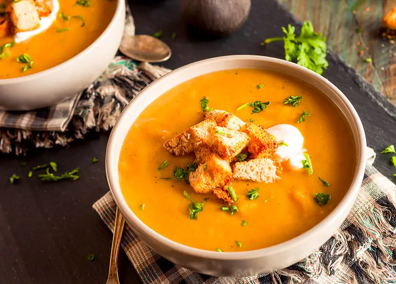 Cheesy Roasted Pear, Butternut & Leek Soup