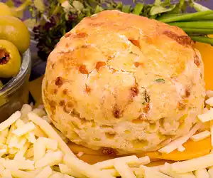 Cheese Chive Biscuits with Garlic Butter