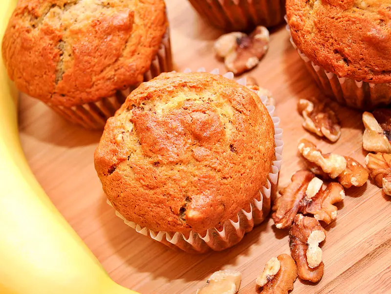 Banana Raisin Walnut Muffins