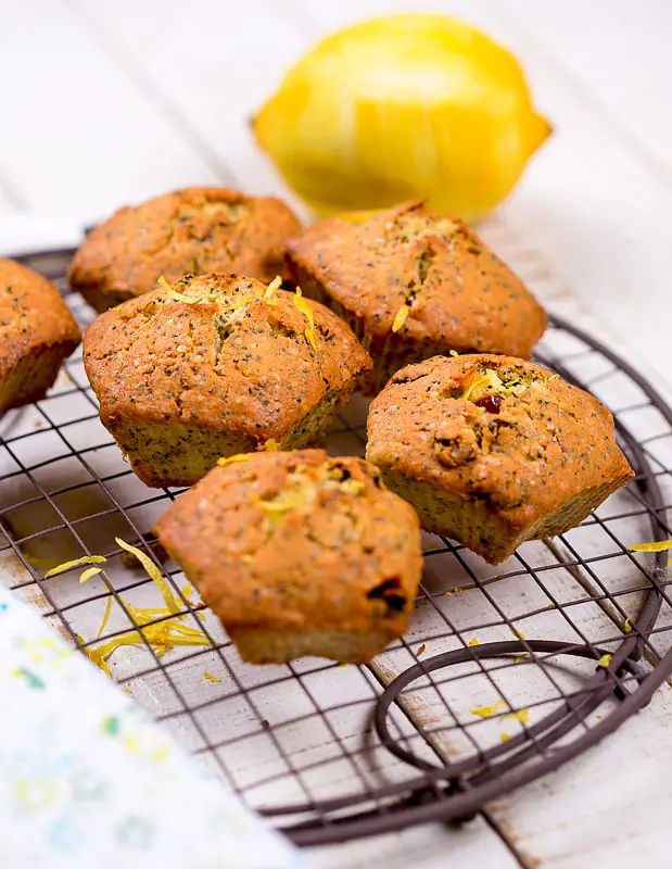 Almost Whole Wheat Lemon Poppyseed Muffins