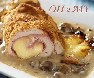 Chicken Cordon Bleu with Creamy Mushroom Sauce