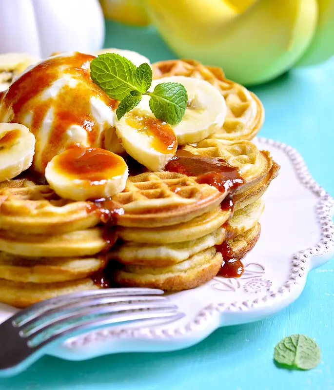 Banana Rolled Oat Waffles